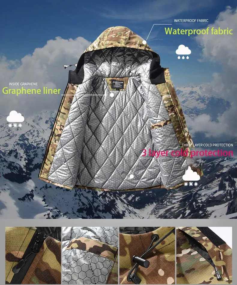 겨울 남성용 전술 재킷 –30 ℃   카모 히팅 밀리터 - Camouflage Hunting Jacket 리뷰 및 가격